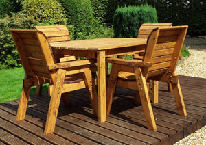 Garden Dining Table And Chairs Four Seater Wooden Table Set With Matching Cushions