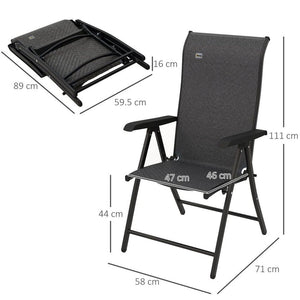 Outsunny Set of 2 Outdoor Rattan Folding Chair Set - Adjustable Backrest