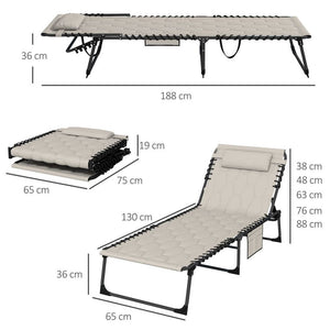 Outsunny Foldable Reclining Garden Seats x 2 Sun Lounger Set