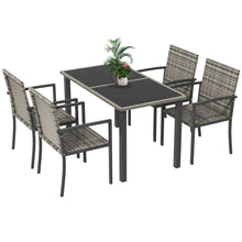 Load image into Gallery viewer, Outsunny 4 Seater Rattan Garden Furniture Set with Glass Tabletop - Mixed Grey
