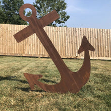 Load image into Gallery viewer, XL Rusty Anchor Garden Sign Metal Ornament Feature Lawn statue
