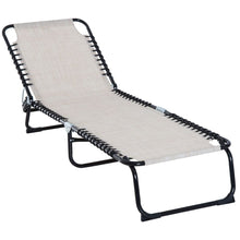 Load image into Gallery viewer, Sun Lounger Folding Chair Recliner &amp; 4 Adjustable Backrest -  Cream &amp; White
