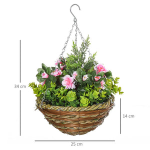 Pack of 2 Artificial Flowers Hanging Basket