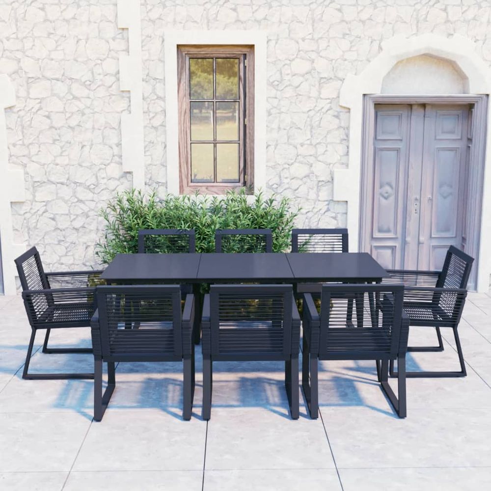 VidaXL Modern Black Outdoor Dining Set PVC Rattan Black - MULTIPLE SIZES AVAILABLE