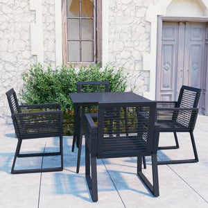 VidaXL Modern Black Outdoor Dining Set PVC Rattan Black - MULTIPLE SIZES AVAILABLE