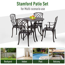 Load image into Gallery viewer, Cast Aluminium 4-Seater Outdoor Garden Table &amp; Chair Set Brown
