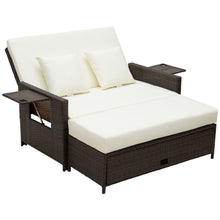 Load image into Gallery viewer, Brown2 Seater Garden Rattan Sofa Sun Lounger Daybed Fire Retardant Sponge
