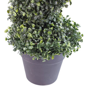 90 cm (3 ft) Tall Artificial Boxwood Tower Tree Topiary Spiral Metal Top