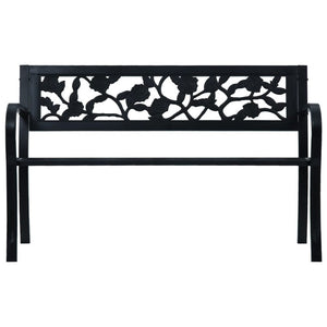 VidaXL Rose Garden Bench 125 cm Black Steel - TWO SIZES AVAILABLE