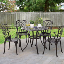 Load image into Gallery viewer, Cast Aluminium 4-Seater Outdoor Garden Table &amp; Chair Set Brown
