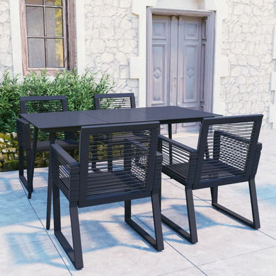 VidaXL Modern Black Outdoor Dining Set PVC Rattan Black 