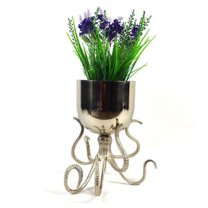 28 cm Silver Metal Octopus Bowl Style Planter