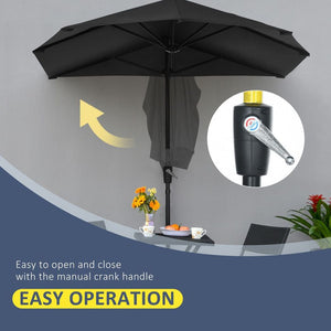 Outsunny Garden Wall Parasol Market Umbrella