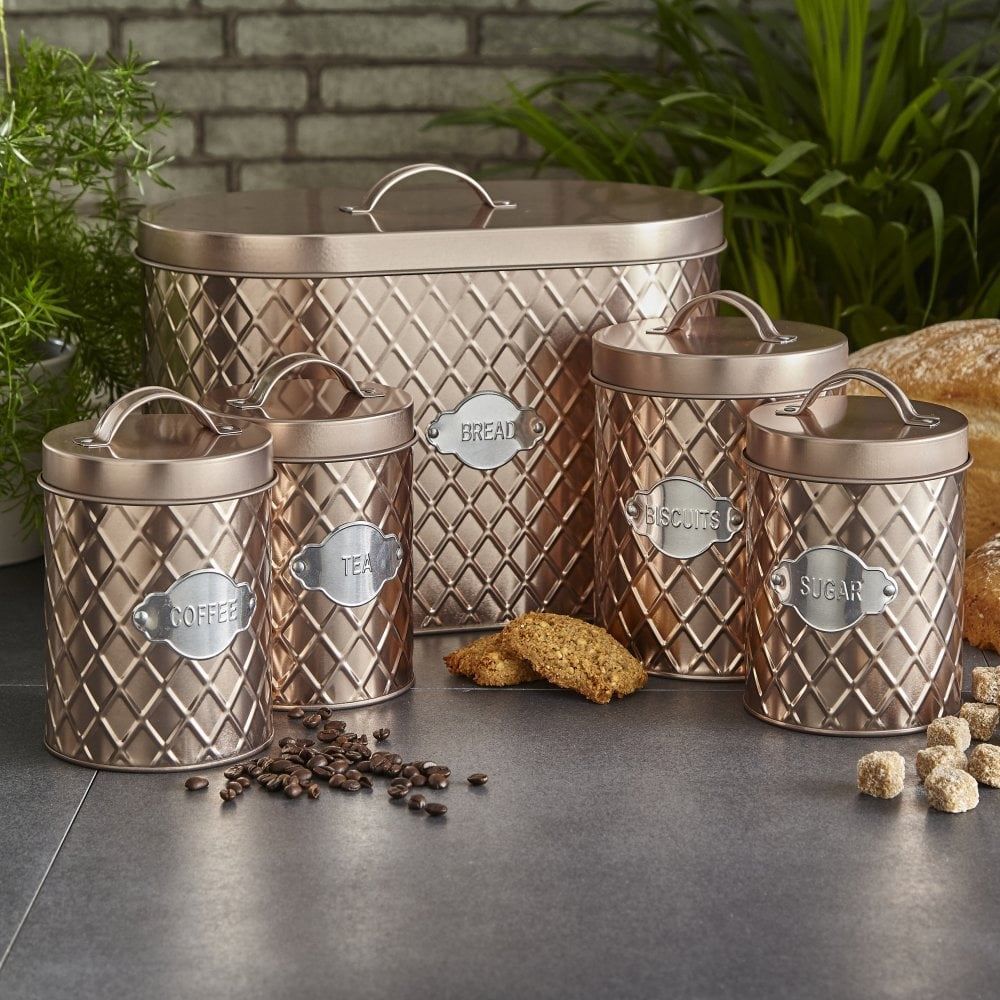 Fashion rose gold tea coffee and sugar canisters