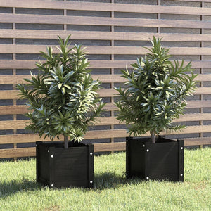 VidaXL Garden Planter 31 x 31 x 31 cm Solid Pinewood Black