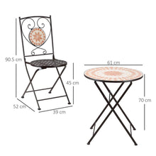 Load image into Gallery viewer, Outsunny 3-Piece Bistro Set Mosaic Outdoor Round Table And 2 Chairs
