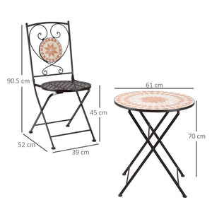 Outsunny 3-Piece Bistro Set Mosaic Outdoor Round Table And 2 Chairs