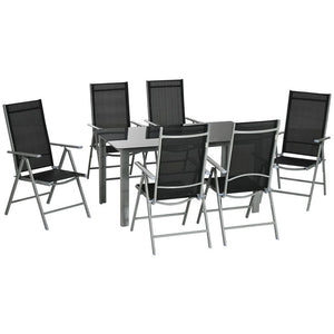 6 Seater Garden Dining Set - Outdoor Dining Table and 6 Folding Chairs