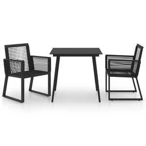 VidaXL Modern Black Outdoor Dining Set PVC Rattan Black - MULTIPLE SIZES AVAILABLE