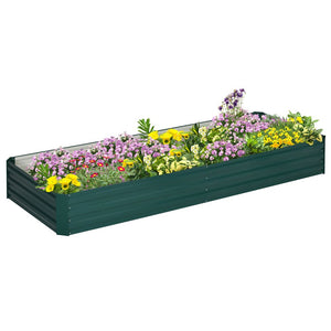 Outsunny Galvanized Steel Garden Bed Green Metal Planter Box