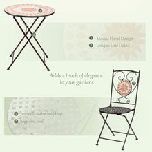 Load image into Gallery viewer, Outsunny 3-Piece Bistro Set Mosaic Outdoor Round Table And 2 Chairs
