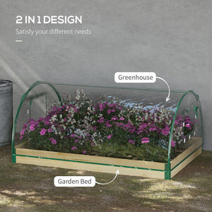 Outsunny Raised Garden Bed With Greenhouse Roll Up Windows