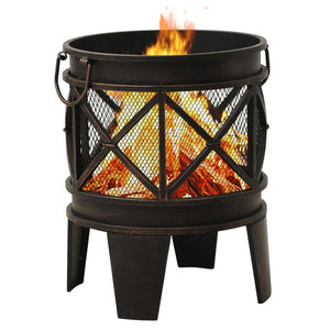 Steel Rustic Round  Outdoor Fire Pit With Poker