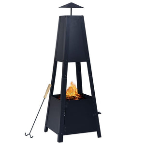 vidaXL Fire Pit Black 35x35x99 cm Steel