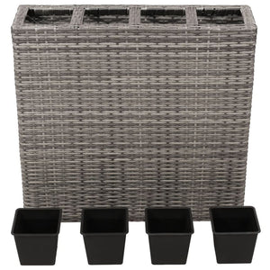 VidaXL Garden Raised Bed with 4 Pots 2 pcs Poly Rattan