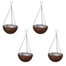 Load image into Gallery viewer, Hanging Round Willow Basket 4 pcs with Liner &amp; Chain
