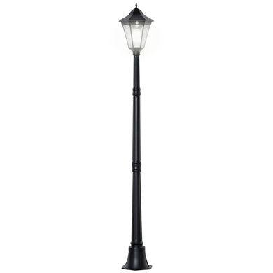 1.9M Garden Lamp Post Light, IP44 Outdoor LED Solar Powered Black