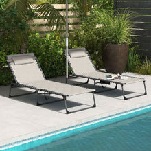 Load image into Gallery viewer, Outsunny Foldable Reclining Garden Seats x 2 Sun Lounger Set
