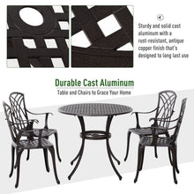 Load image into Gallery viewer, Cast Aluminium 4-Seater Outdoor Garden Table &amp; Chair Set Brown
