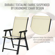 Load image into Gallery viewer, Set of 2 Beige Metal Fold Up Garden Chairs
