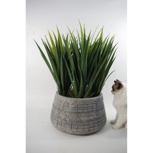 22 cm x 37 cm Large Grey Gliese Embossed Planter