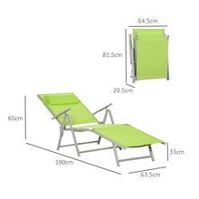 Load image into Gallery viewer, Outsunny Green Garden Reclining Sun Lounger Folding Chair
