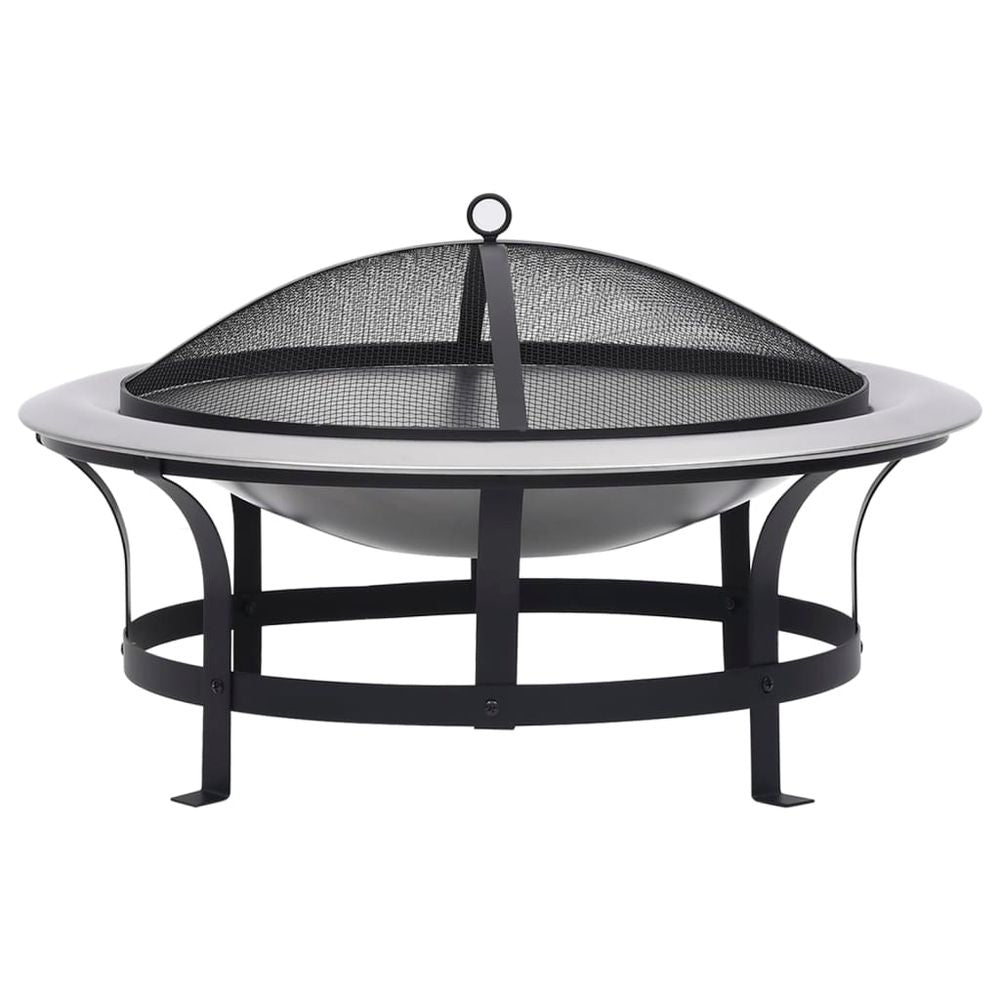 Outdoor Fire Pit with Grill Stainless Steel 76 cm