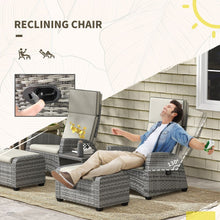 Load image into Gallery viewer, Outsunny 5 PCs Grey Rattan Garden Furniture Set with Reclining Garden Seats And Table
