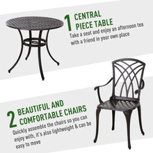 Load image into Gallery viewer, Cast Aluminium 4-Seater Outdoor Garden Table &amp; Chair Set Brown
