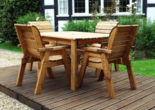 Load image into Gallery viewer, Garden Dining Table And Chairs Four Seater Wooden Table Set With Matching Cushions
