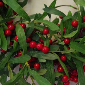 60cm (24") Large Luxury Christmas Mistletoe Leaf and Red Berry Floristry Wreath