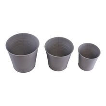 Load image into Gallery viewer, Set of 3 Round Zinc Planters, Grey
