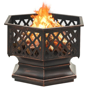 Rustic Fire Pit with Poker 62 x 54 x 56 cm XXL Steel