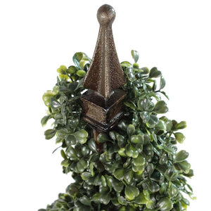 90 cm (3 ft) Tall Artificial Boxwood Tower Tree Topiary Spiral Metal Top