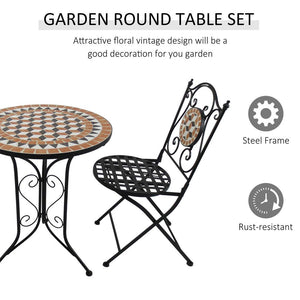 Outsunny Mosaic Bistro Outdoor Table And 2 Chairs