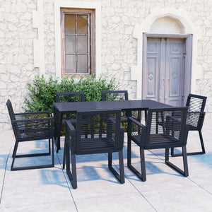 VidaXL Modern Black Outdoor Dining Set PVC Rattan Black - MULTIPLE SIZES AVAILABLE