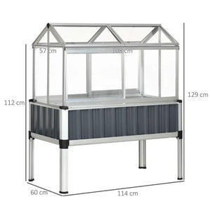 Galvanised Steel Raised Garden Bed With Greenhouse