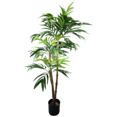 140 cm Artificial Tropical Mango Leaf Tree With Natural Style Wood Trunk.