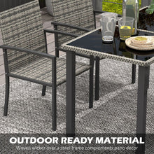 Load image into Gallery viewer, Outsunny 4 Seater Garden Dining Set - Grey Rattan Garden Furniture Set with Glass Tabletop
