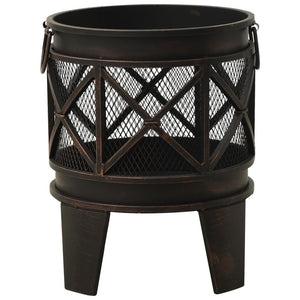 Steel Rustic Round  Outdoor Fire Pit With Poker